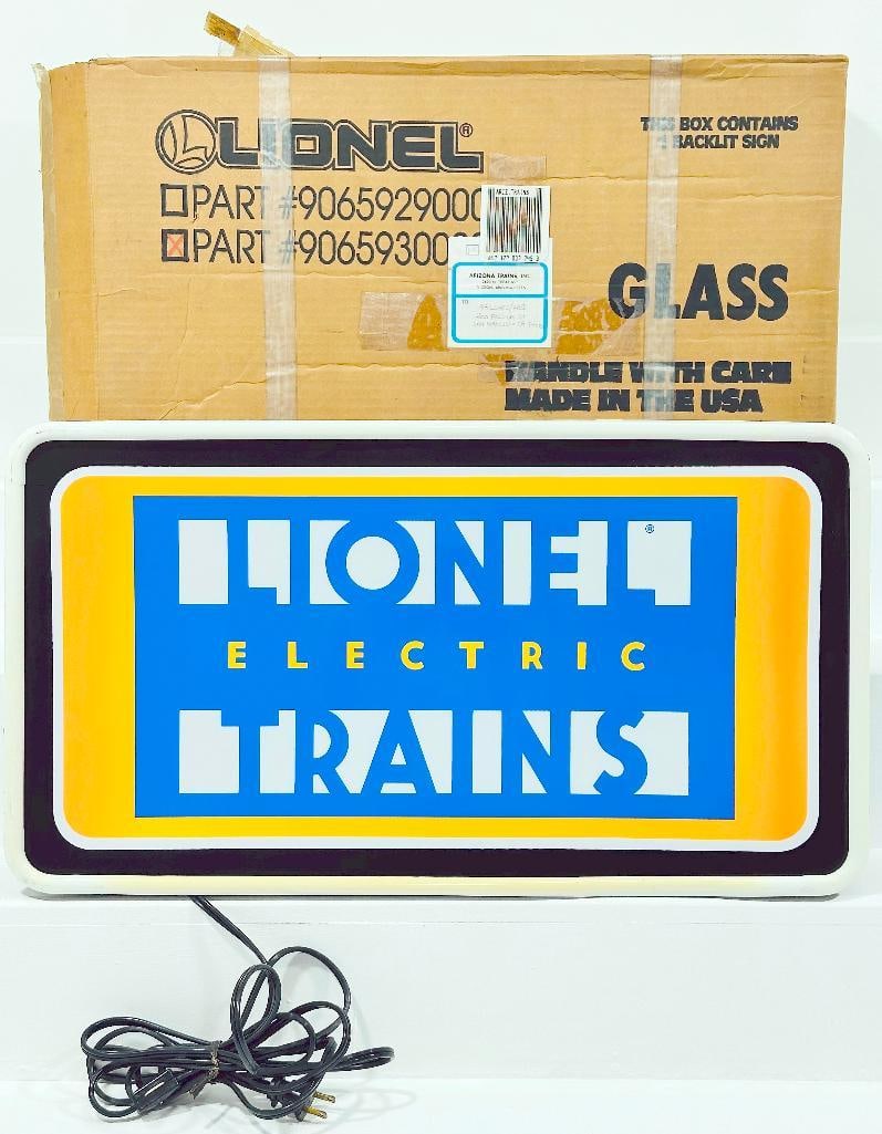 Lionel Modern Backlit Sign: Lionel Modern Backlit Sign, in C8 or better and with its original box.