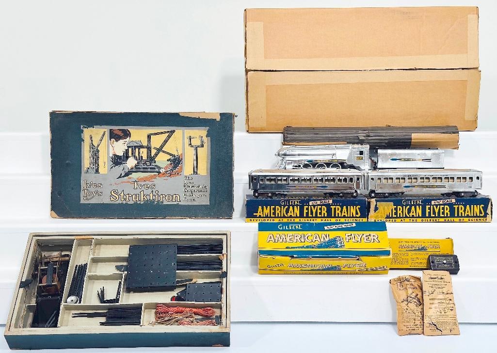 Ives Prewar Struktiron Set Boxed/American Flyer Postwar S Gauge 356 Silver Bullet Loco and Tender (1 of 10)