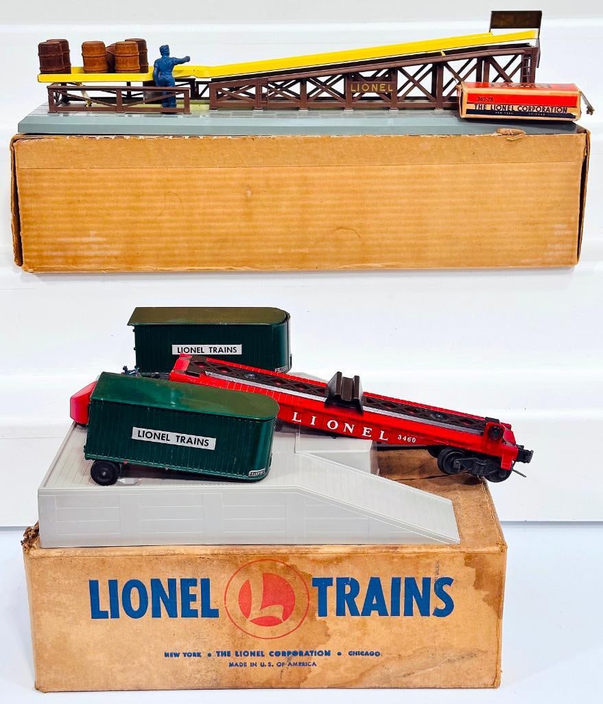Lionel Postwar O Gauge 460 Piggyback Transportation Set Boxed and 362 Barrel Loader Boxed (1 of 8)