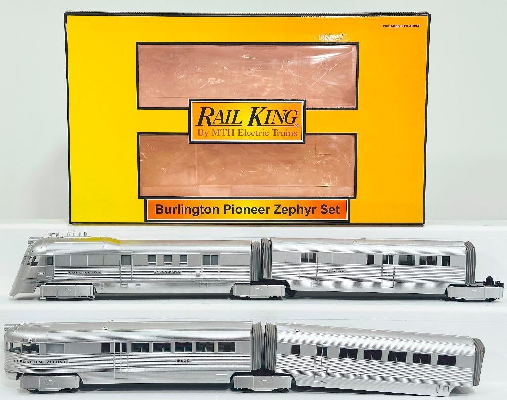 MTH Rail King Modern O Gauge Burlington Pioneer Zephyr Set with PS 1.0 Boxed (1 of 9)