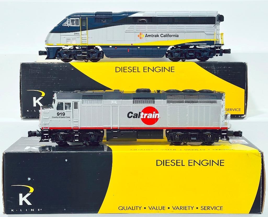 K-Line Modern O Gauge Cal Train F40 P-H Diesel #919 and Amtrak California F59 PH1 Diesel Boxed (1 of 8)