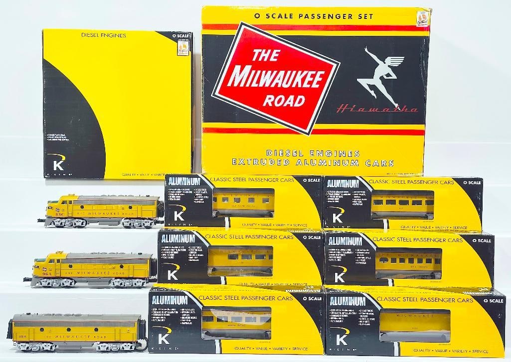 K-Line Modern O Gauge Milwaukee Road A-B-A Diesel Engine Set/Six Extruded Aluminum Passenger Cars (1 of 10)