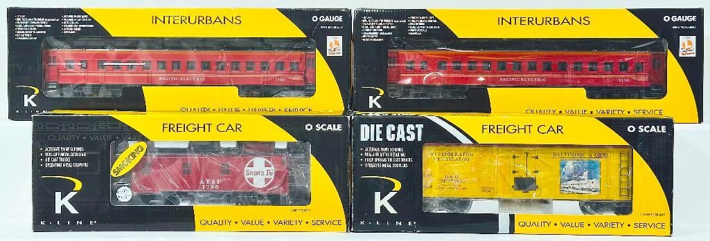 K-Line Modern O Gauge Pacific Electric Interurban Boxed X2/B&O Diecast Reefer/ATSF smoking Caboose (1 of 4)