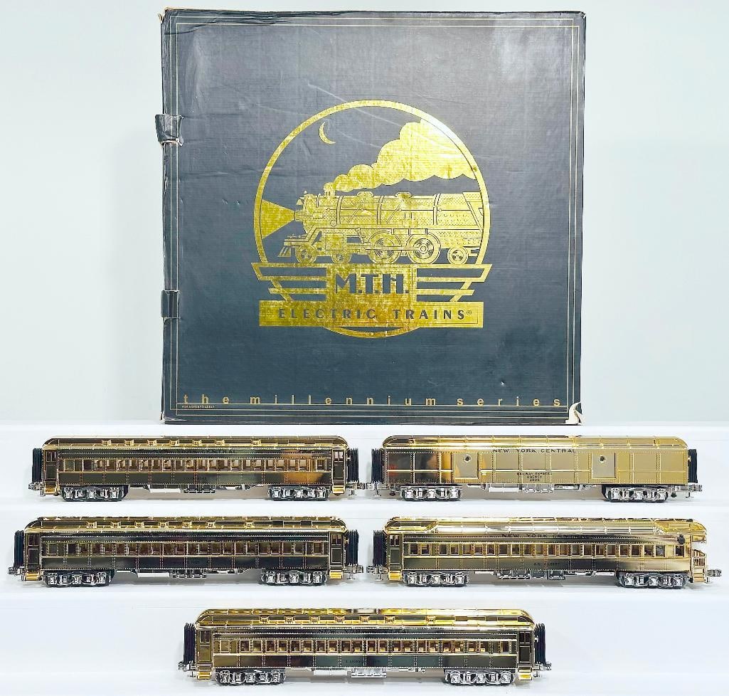 MTH Premier Modern O Gauge New York Central Goldplated Millennium 70 foot Passenger 5 Car Set (1 of 8)