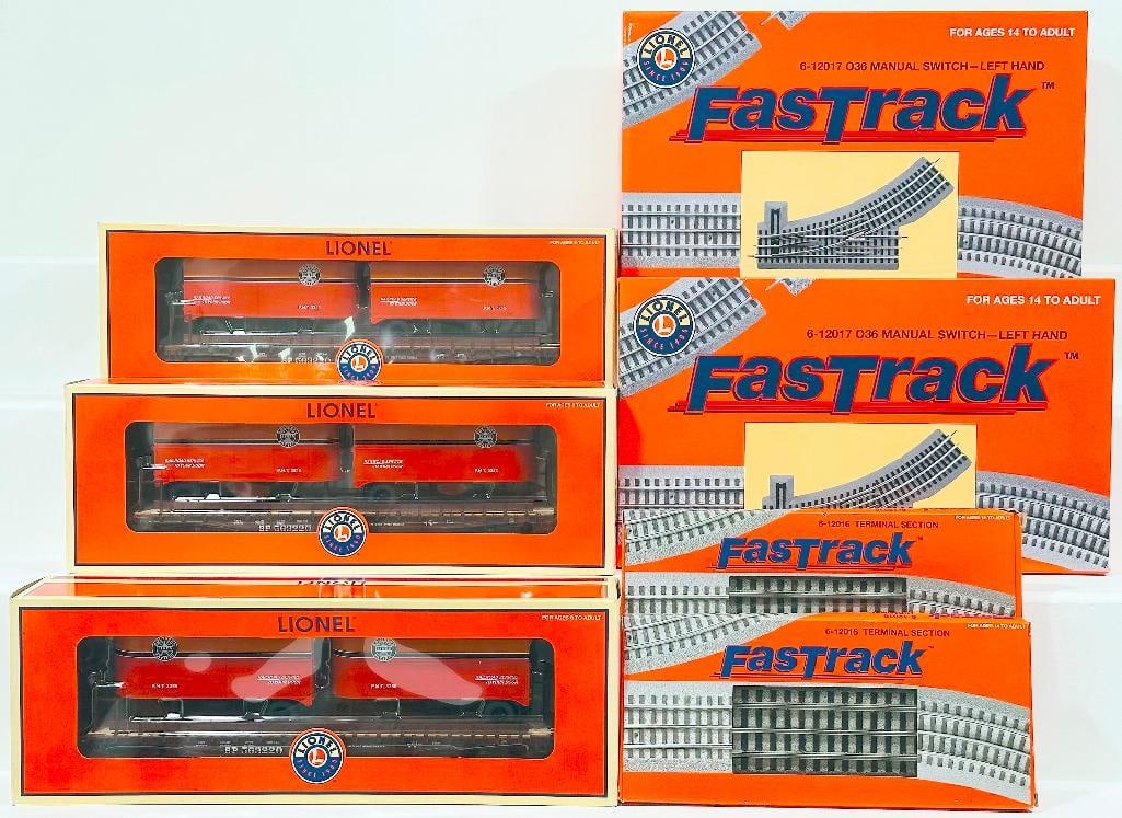 Lionel Modern O Gauge Southern Pacific PS -4 Flat Car with Trailers X3/Fastrack 036 Manual Switch (1 of 6)