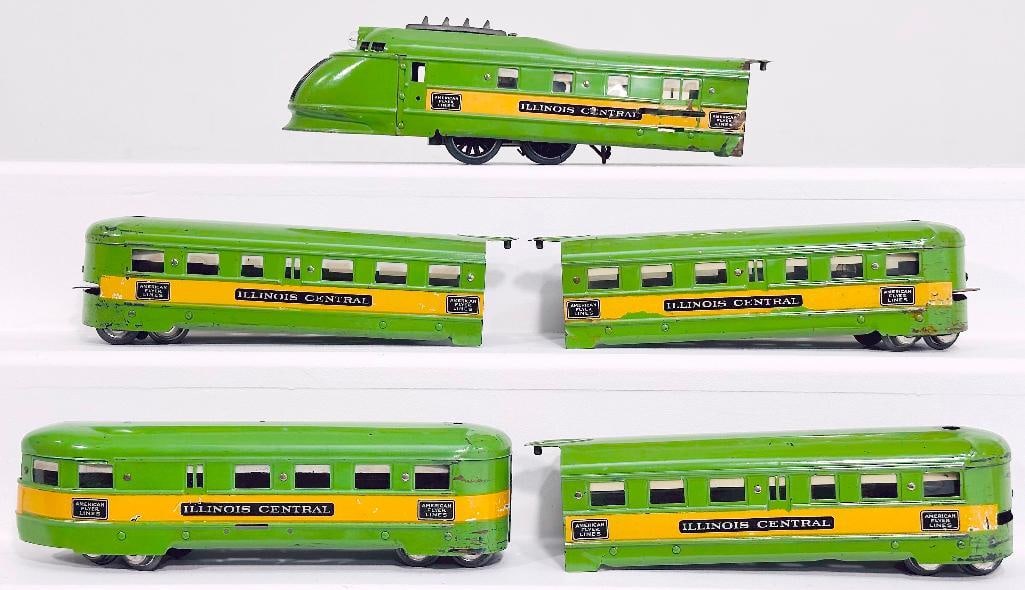 American Flyer Prewar O Gauge 5 Car Green Snake Streamliner Set (1 of 6)