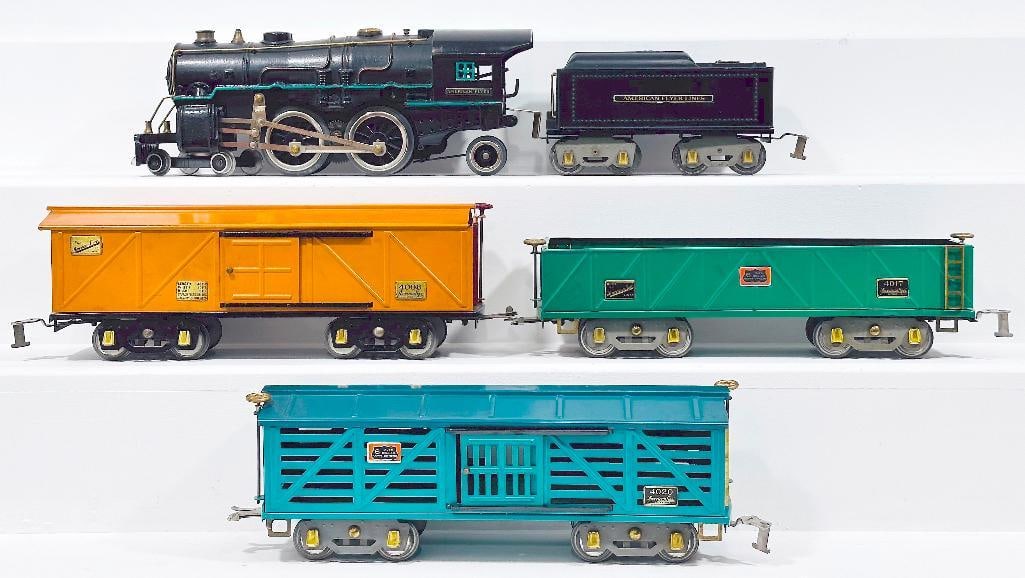 American Flyer Prewar Wide Gauge 4670 Locomotive and Tender with 4020 - 4017- 4008 Orange rare (1 of 6)