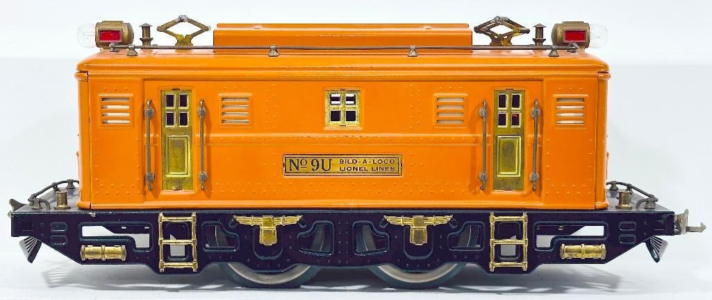 Lionel Prewar Standard Gauge Orange 9U Electric Locomotive: Lionel Prewar Standard Gauge Orange 9U Electric Locomotive, repainted to look C7 plus.