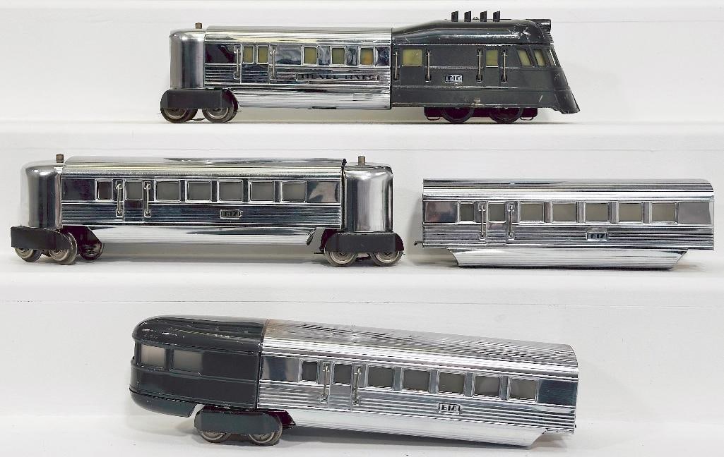 Lionel Prewar O Gauge 616 Gray Nose Flying Yankee and Three (3) Streamliner Cars (1 of 6)