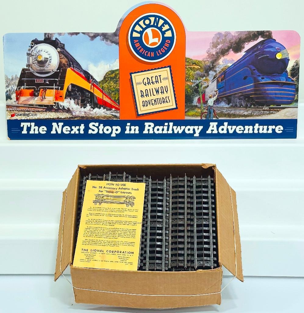 Lionel Postwar 71 Straight Sections of Super O Track and 1970 Lionel Window Sign 33in X 15 1/2 in (1 of 4)