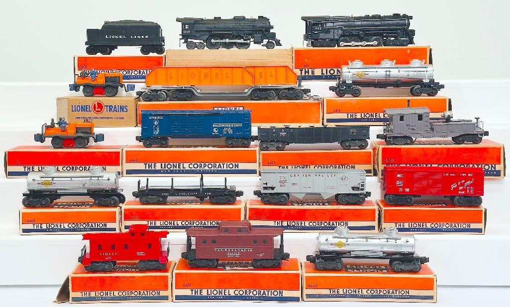 Lionel Postwar O Gauge 632 Locomotive and Tender and 2037 Locomotive/50 Gang Car X2/Twelve (12) Cars (1 of 10)