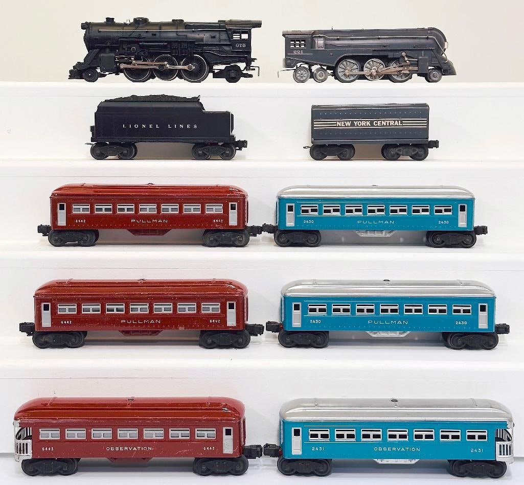Lionel Postwar O Gauge 675 Locomotive and 6466WX with 6442 - 6442 - 6442 Brown Passenger Cars (1 of 8)