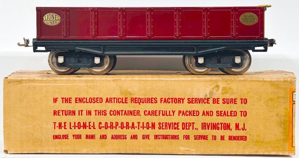 Lionel Prewar Standard Gauge 212 maroon Gondola with 10 wooden barrels (1 of 9)