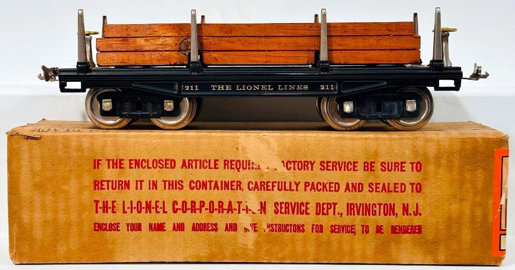 Lionel Prewar Standard Gauge 211 Flat Car with Lumber Load Boxed (1 of 8)