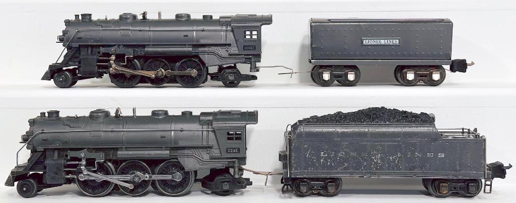 Lionel Prewar O Gauge 224E Gunmetal Locomotive and 2224W Gunmetal Tender/1666E Gunmetal Locomotive (1 of 6)