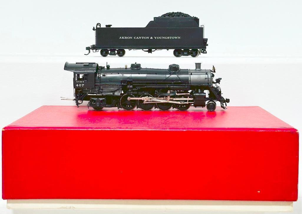 Key Imports Modern HO Brass AC & Y #407 2 - 8 - 2 Mikado Locomotive and Tender Boxed (1 of 8)