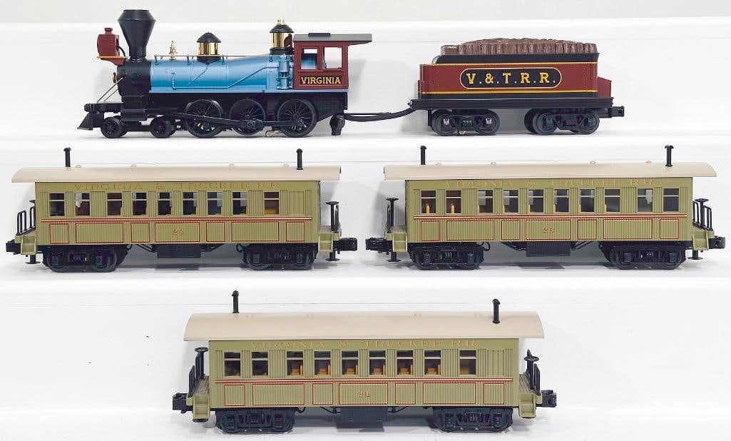 MTH Modern O Gauge 4 – 6 – 0 Virginia Locomotive and V&T RR Tender with three (3) (1 of 6)