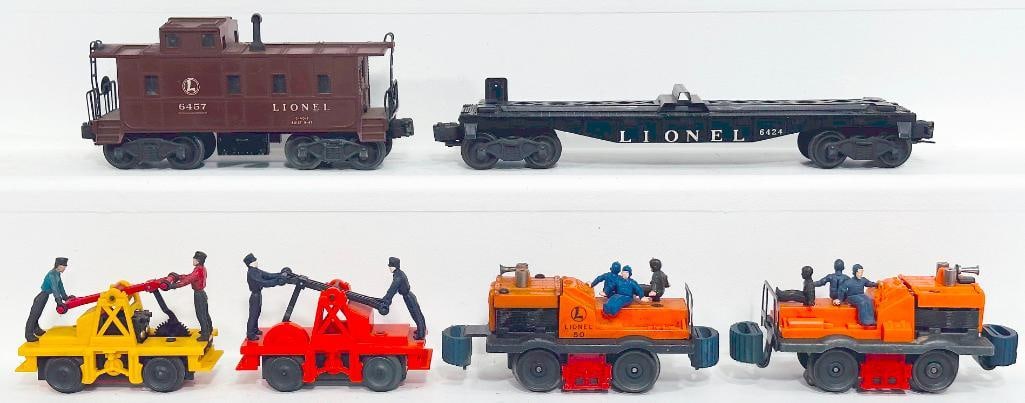 Lionel Postwar O Gauge 50 Gang Car X2/65 Hand Car X2/ 6424 Automobile Car/ 6457 Caboose (1 of 9)