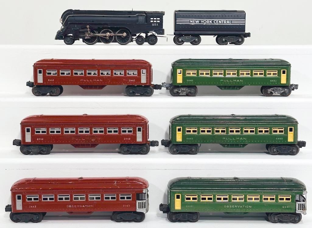 Lionel Postwar O Gauge 221 Black Locomotive and 221–T New York Central Black Tender with Six (1 of 8)