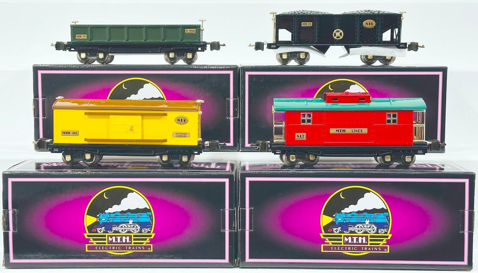 MTH Tinplate Traditions Modern O Gauge 812 Gondola Car/816 Box Car/814 Box Car/817 Caboose Boxed (1 of 6)
