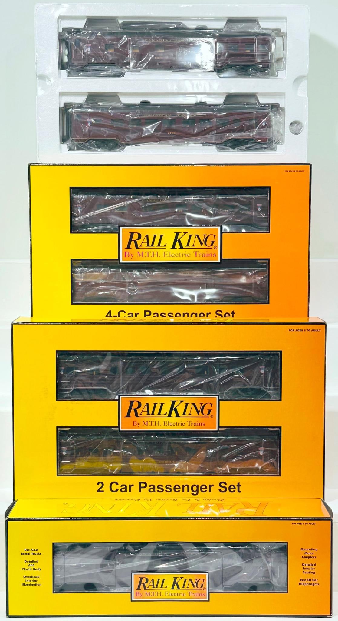 MTH Rail King Modern O Gauge CP 4 Car Set/CP 2 Car 60 foot Streamlined Sleeper/Diner Set/CP Coach (1 of 6)