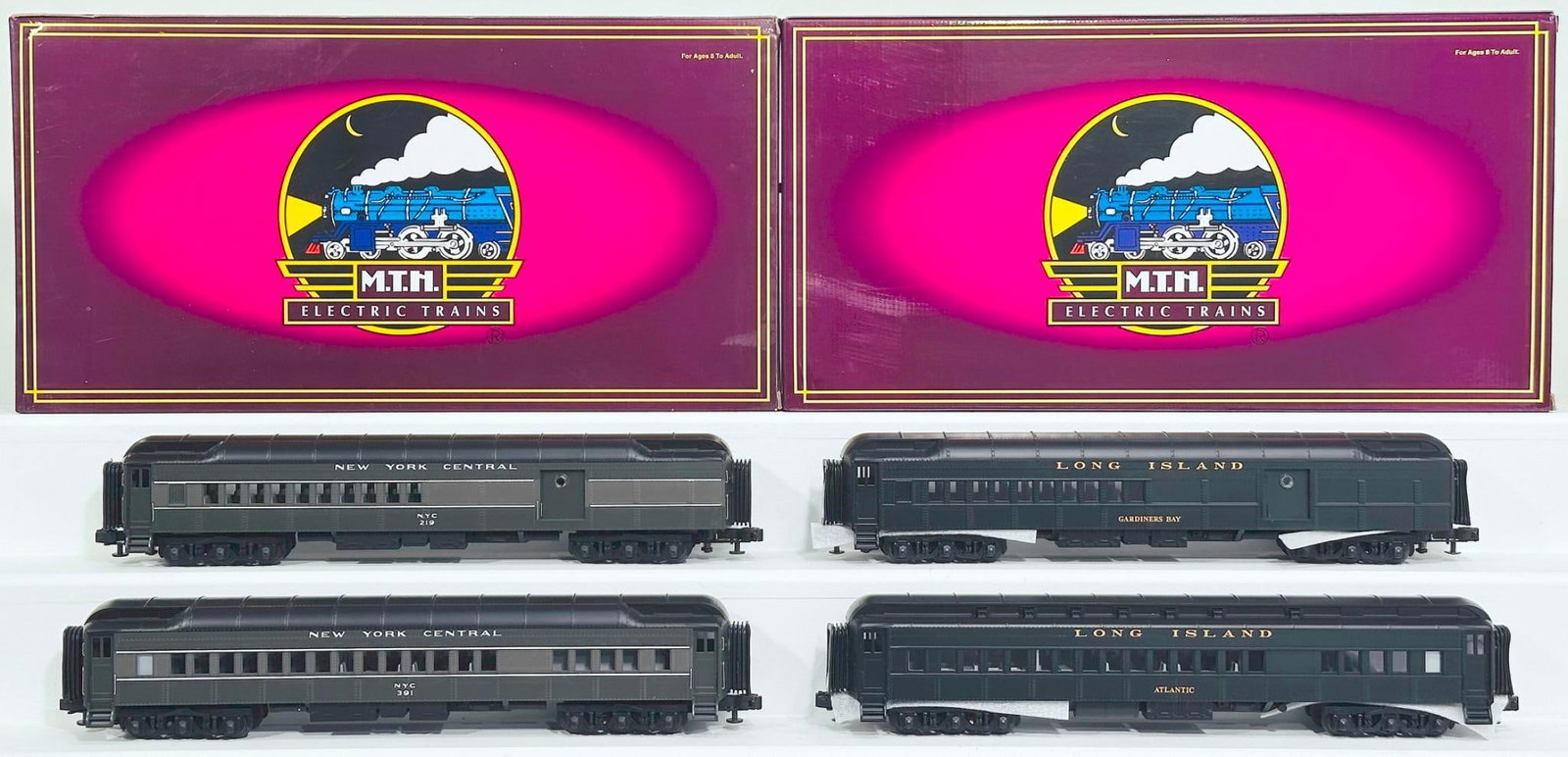 MTH Modern O Gauge Long Island Brunswick Green 2 Car 70 foot Madison Combine/Diner Passenger Set (1 of 8)