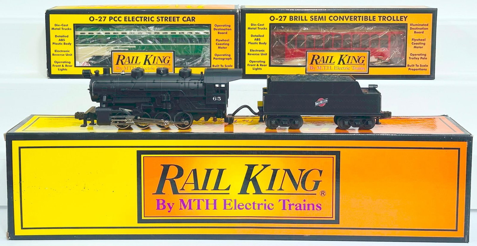 MTH Rail King Modern O Gauge Chicago Northwestern 0–8–0 Scale Switcher Engine and Tender with PS (1 of 9)