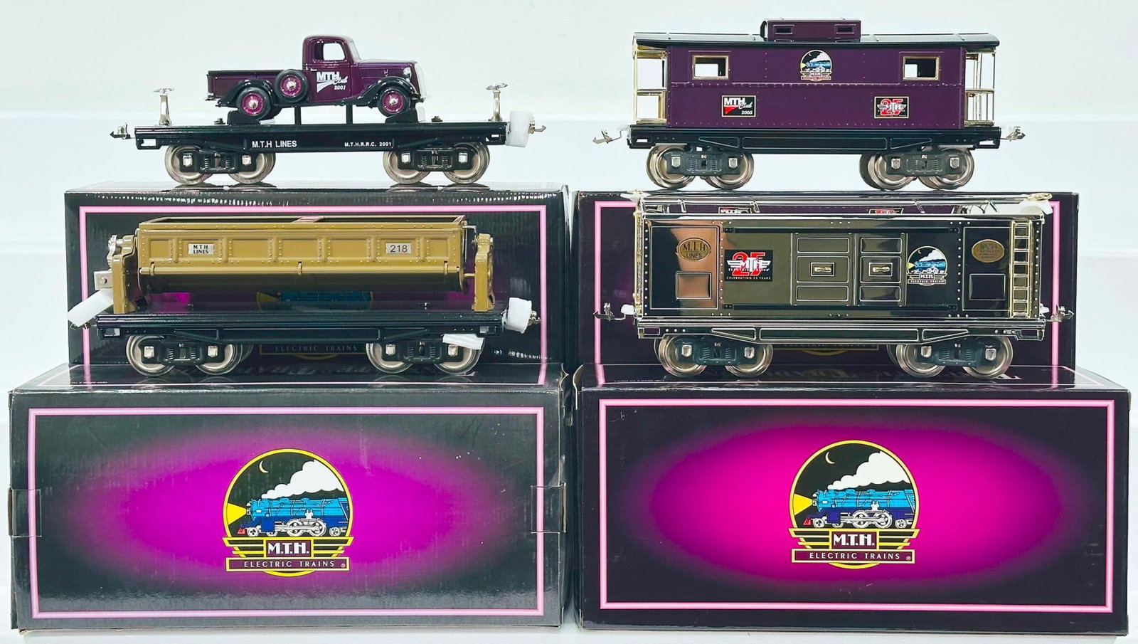 MTH Tinplate Traditions Modern Standard Gauge 218 Mojave Dump Car/200 Series Flat Car/200 Caboose (1 of 8)