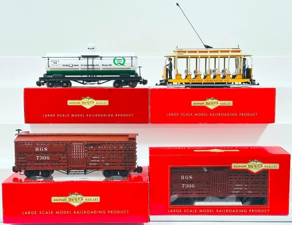 Bachmann Big Haulers Modern G Scale L Stock Car Rio Grande Boxed X2/L Tank Car Quaker State Boxed (1 of 11)