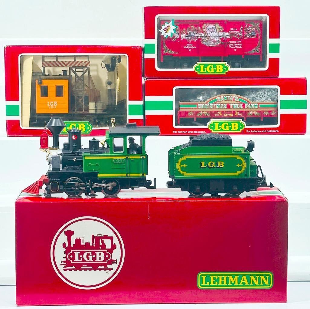 LGB Modern G Scale 4049 Caboose Searchlight Car/20170 Old Time Locomotive and Tender/42103 Santa's (1 of 10)