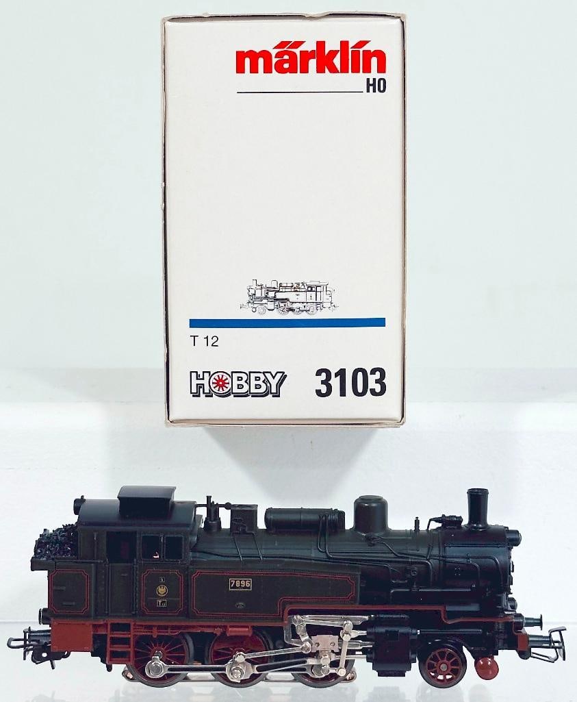 Marklin Modern HO Scale #3103 2 - 6 - 0 T 12 Tank Locomotive Boxed: Marklin Modern HO Scale #3103 2 - 6 - 0 T 12 Tank Locomotive Boxed, in C8 or better and with its original box - conventional. Length is 9 inches.