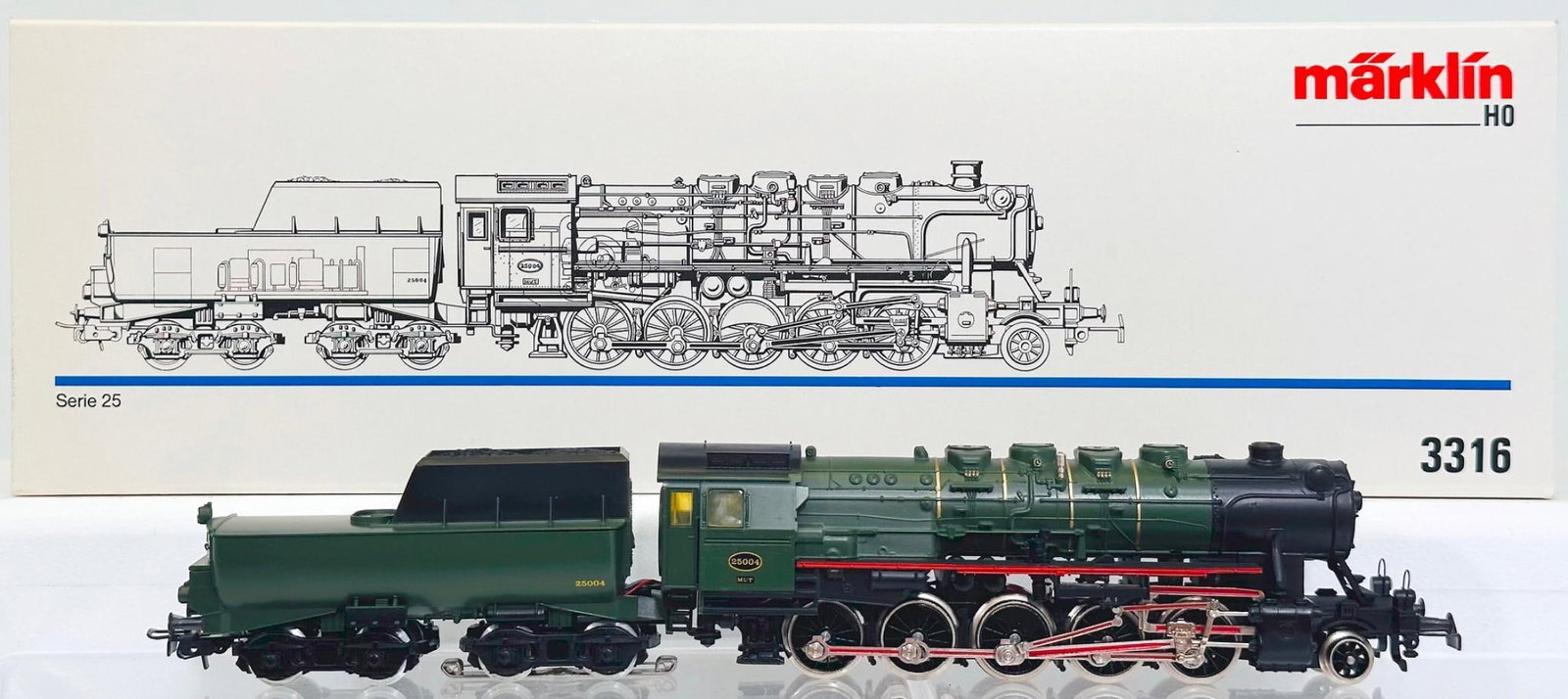 Marklin Modern HO Scale #3316 2 - 10 - 0 Serie 25 Belgium Locomotive and Tender Boxed (1 of 8)
