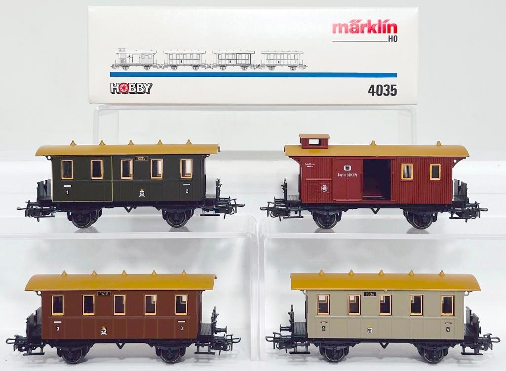 Marklin Modern HO Scale #4035 KPEV Royal Prussian Passenger Train 4 - Car Set Boxed (1 of 8)