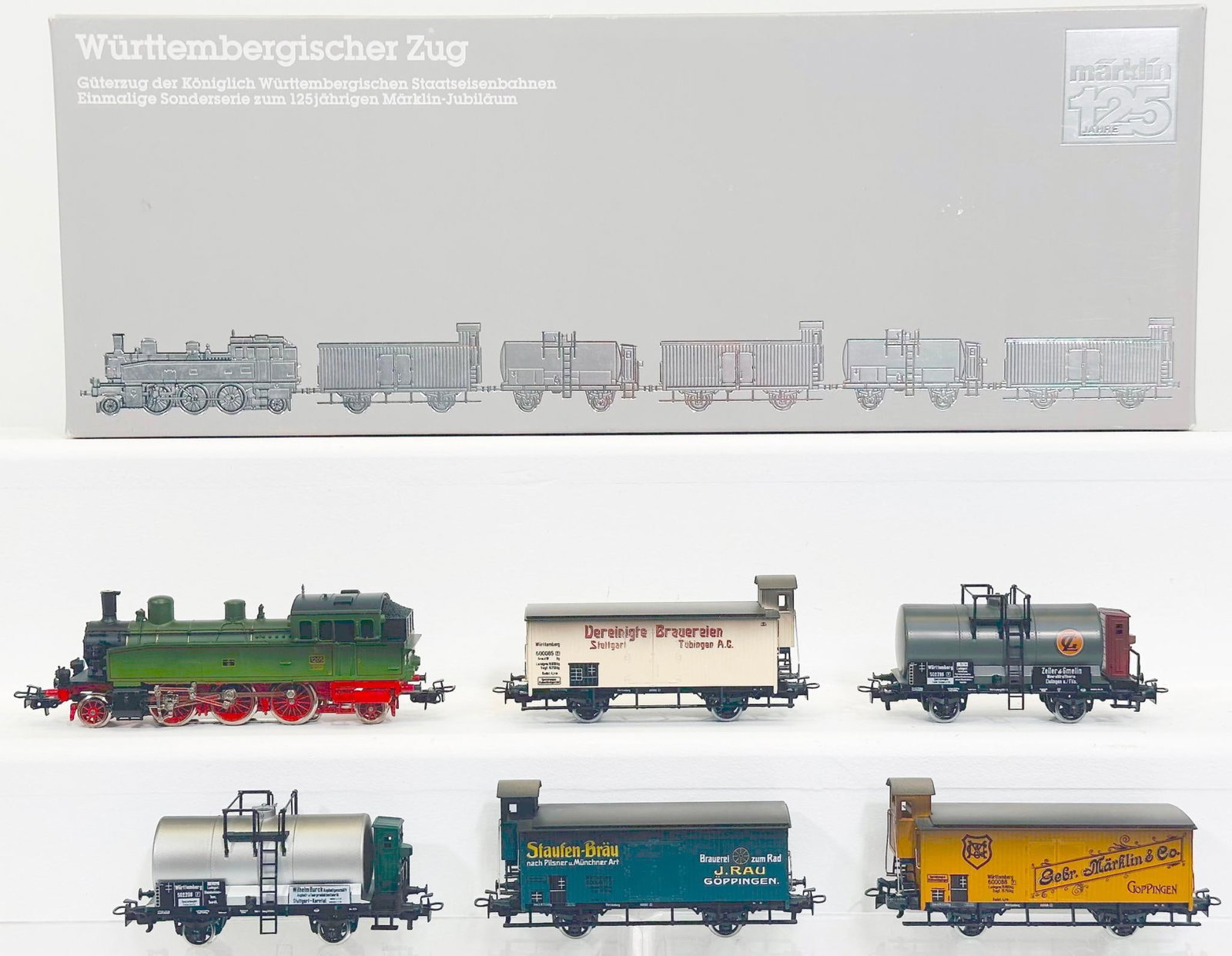 Marklin HO 2857 Württemberg 5 Car Goods Train. T5 2-6-2 Steam Tank Lok (1 of 8)