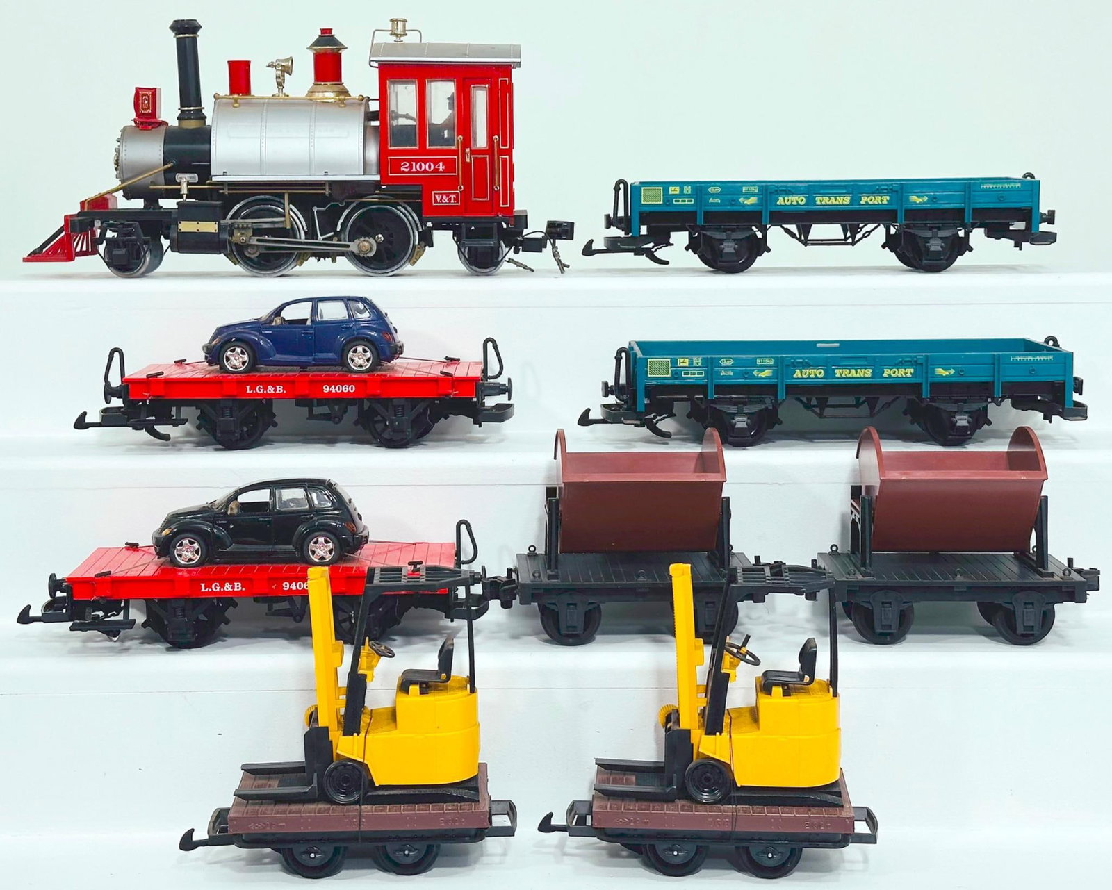 REA Modern G Scale Virginia and Truckee Tank Locomotive and LGB Blue Flat Car X2 (1 of 8)