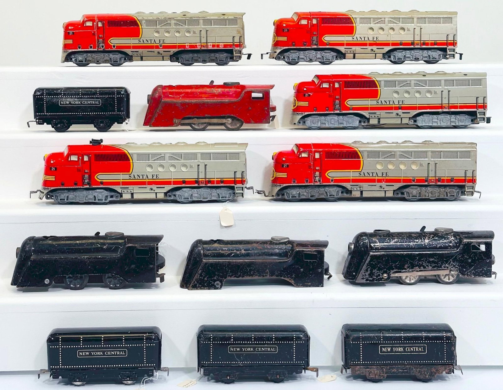 Marx Prewar and Postwar O Gauge Assorted Santa Fe Diesel Units - Mercury Locomotives and NYC Tenders (1 of 3)