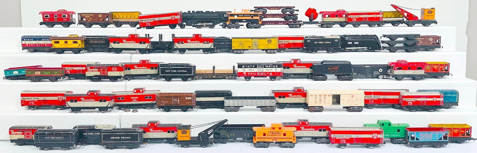 Marx Prewar and Postwar Assorted Freight Cars and Passenger Cars and Locomotives with Tenders (1 of 4)