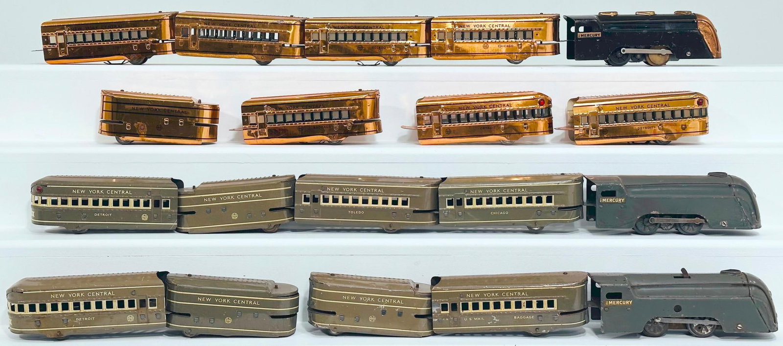 Marx Prewar O Gauge Mercury New York Central Copper Streamliner Set (1 of 10)