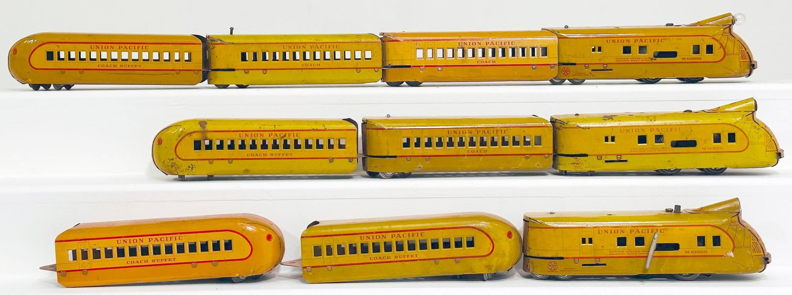 Marx Prewar O Gauge Union Pacific Clockwork M-10000 Streamliner Set X3 with assorted Streamliner P (1 of 8)
