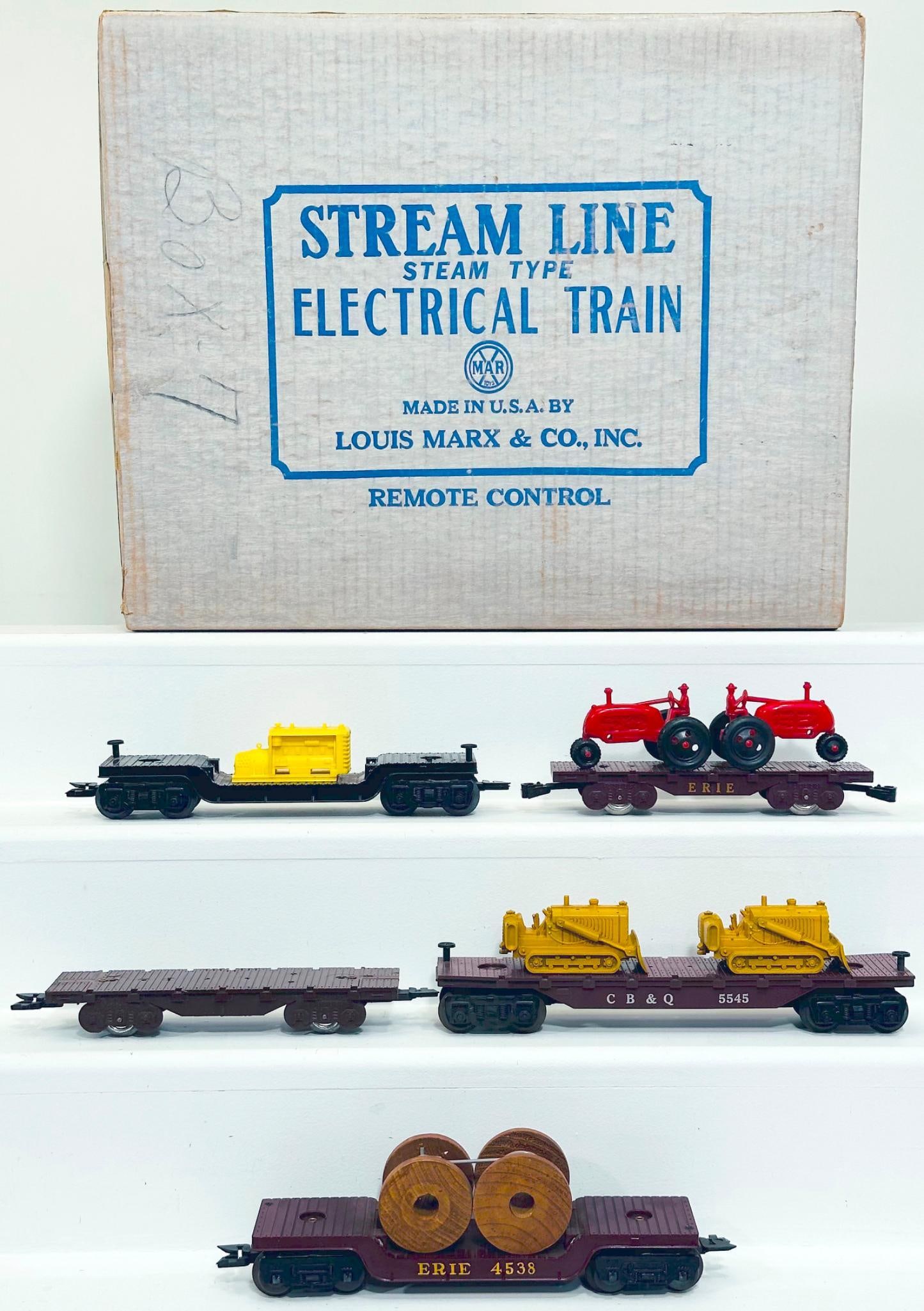 Marx Postwar O Gauge Factory Prototypes Five (5) Assorted Flat Cars with loads (1 of 9)