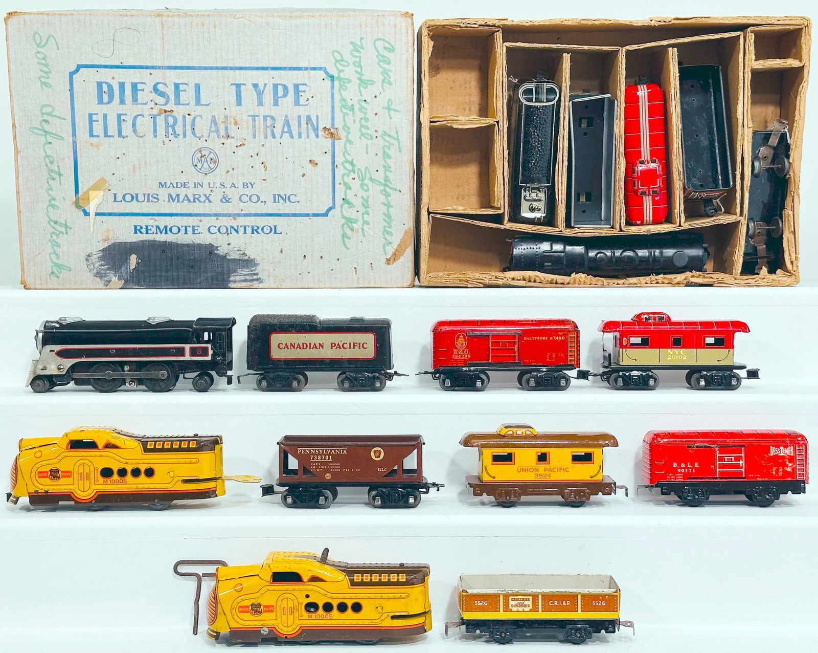 Marx Prewar and Postwar O Gauge Black Loco and NYC Tender/CP Black and Silver Loco and CP Tender (1 of 12)
