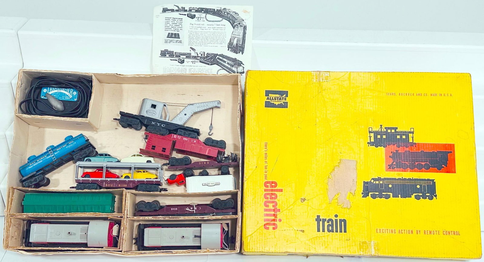 Marx Postwar O Gauge AllState Set No. 9622 Rock Island Dual Diesel Switcher/ Seven (7) Assorted Cars (1 of 9)