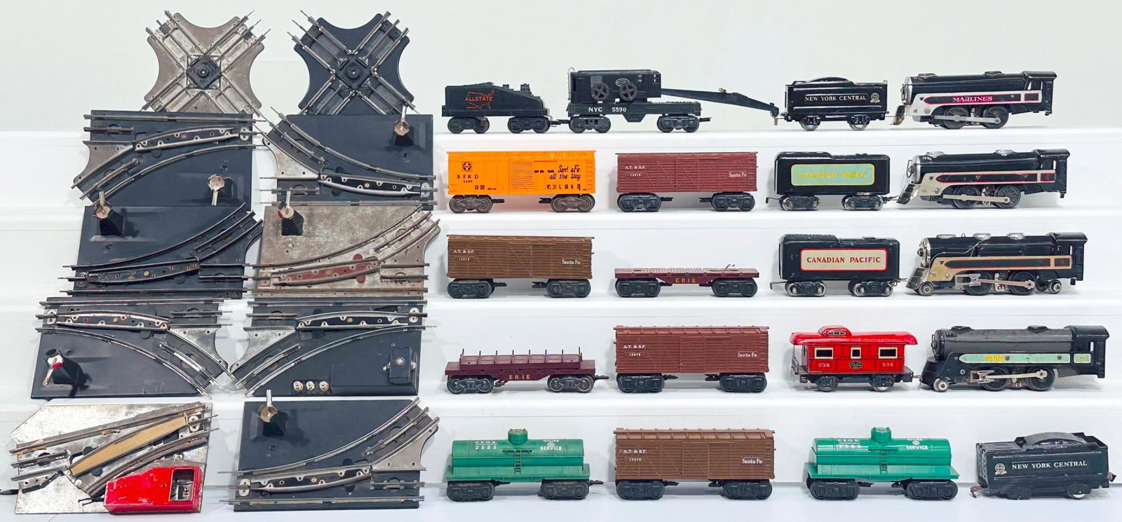 Marx Prewar and Postwar Assorted Locomotives and Tenders X4 and Assorted Freight Cars (1 of 9)