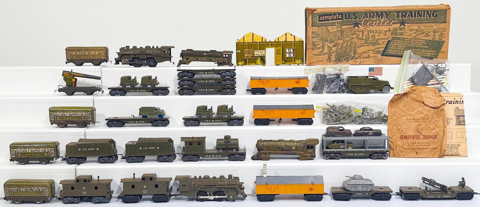 Marx Postwar O Gauge U.S. Army Freight Trains and U.S. Army Training Play Set (1 of 11)