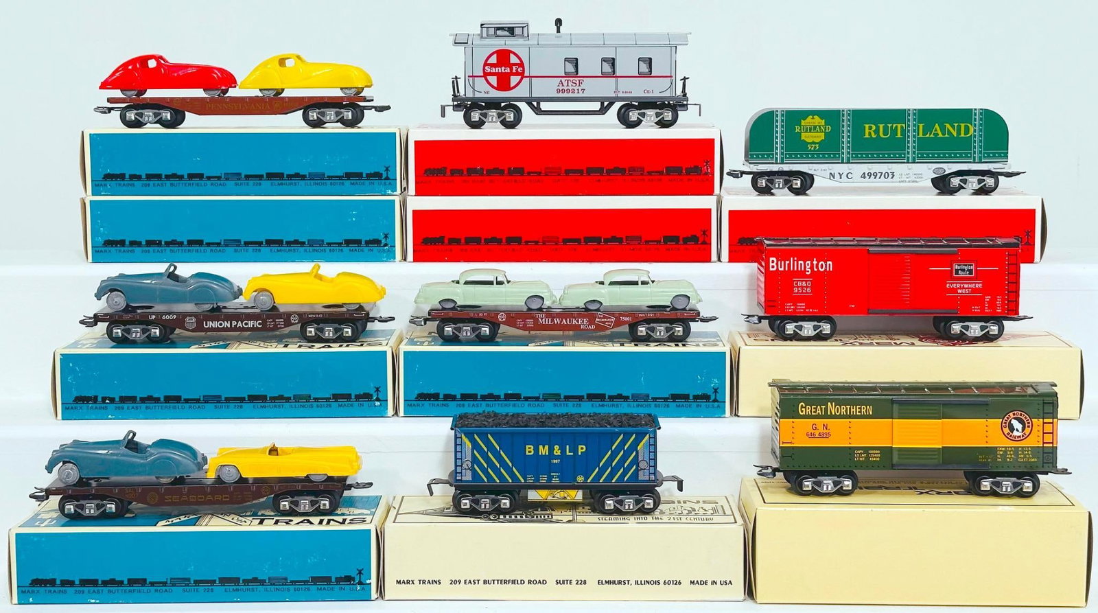 New Marx Modern O Gauge Eleven (11) Assorted Freight Cars Boxed (1 of 8)
