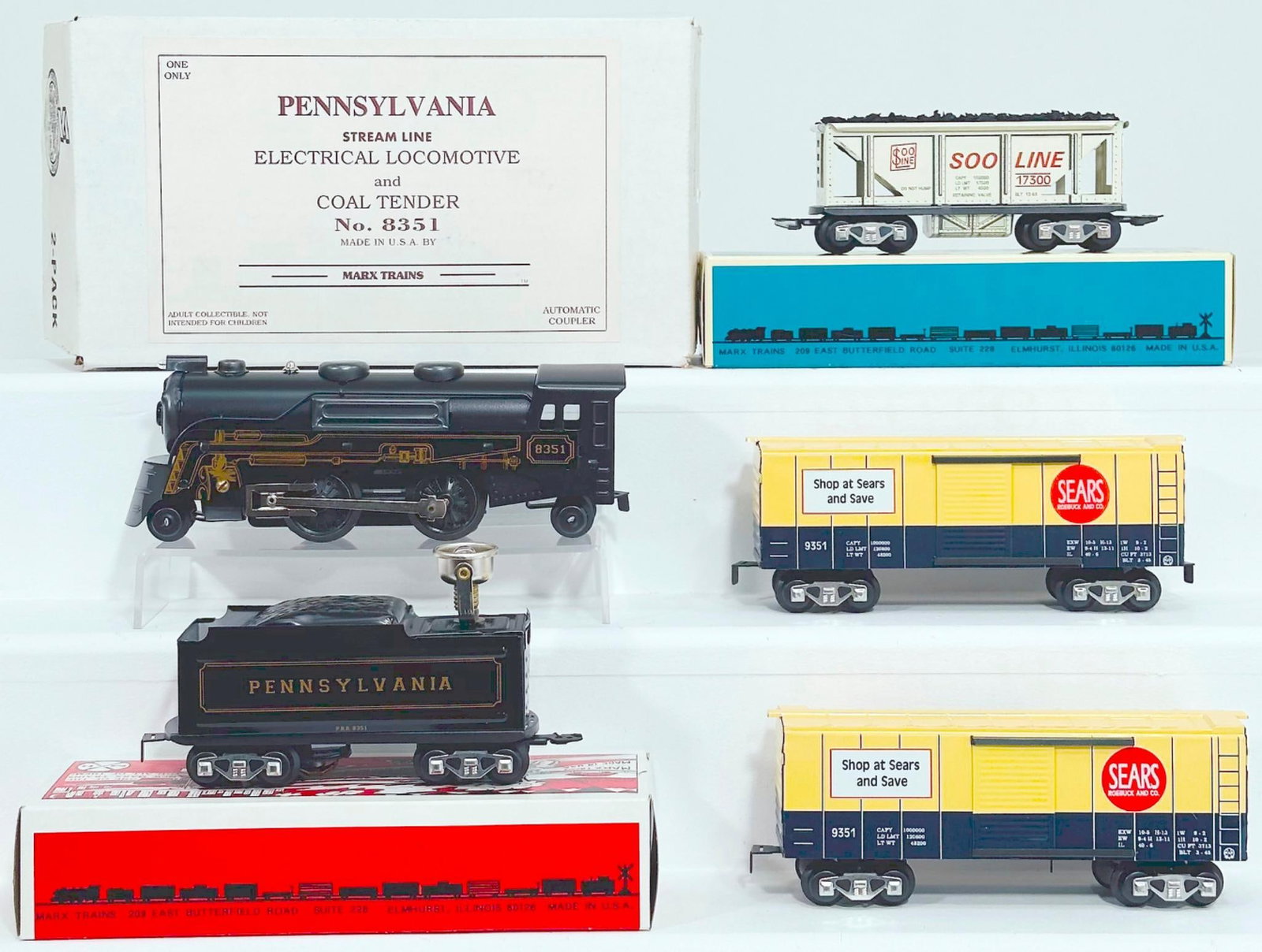 New Marx Modern O Gauge Pennsylvania Locomotive 2-4-2 and Tender and Three (3) Assorted Freight Cars (1 of 8)