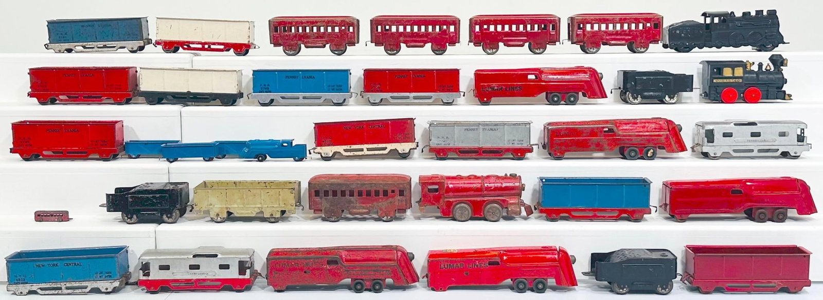Marx Prewar and Postwar O Gauge New Marlines Assorted Locomotives and Tenders and Freight Cars (1 of 10)
