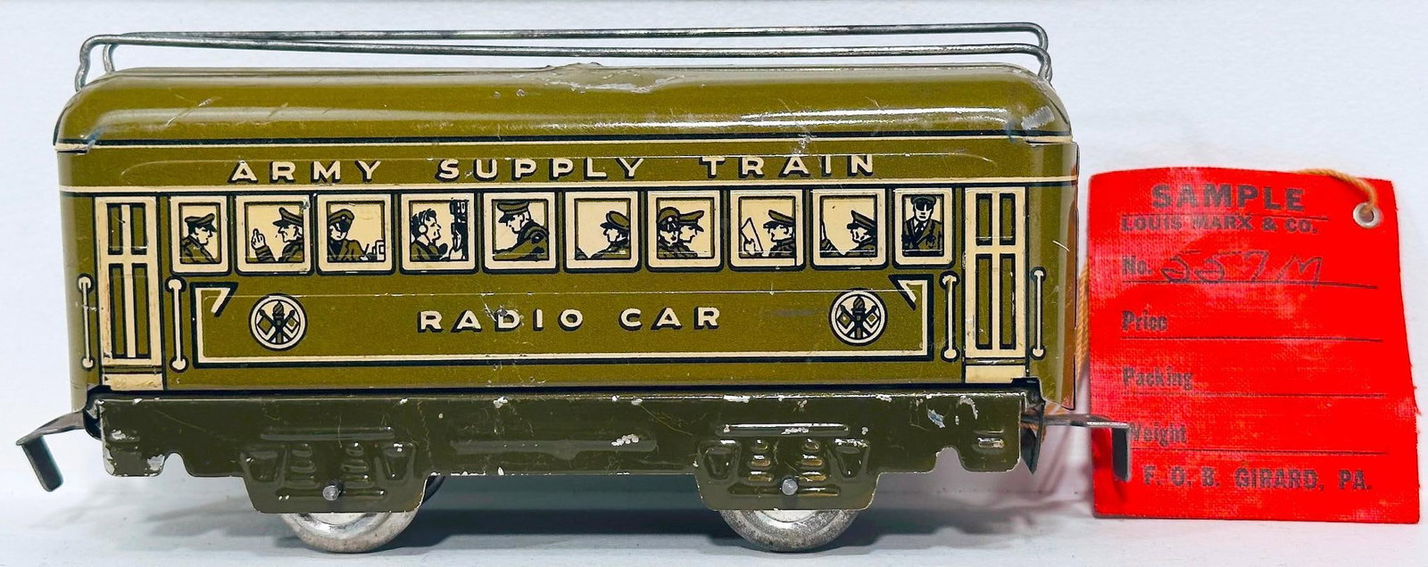 Marx Prewar O Gauge Factory Archive Sample No. 557M Army Supply Train Radio Car (1 of 7)