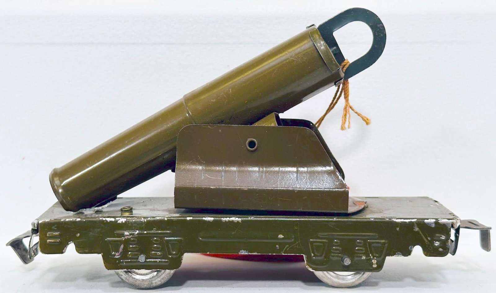 Marx Prewar O Gauge Factory Archive Sample #572G Army Flat Car with Cannon (1 of 7)