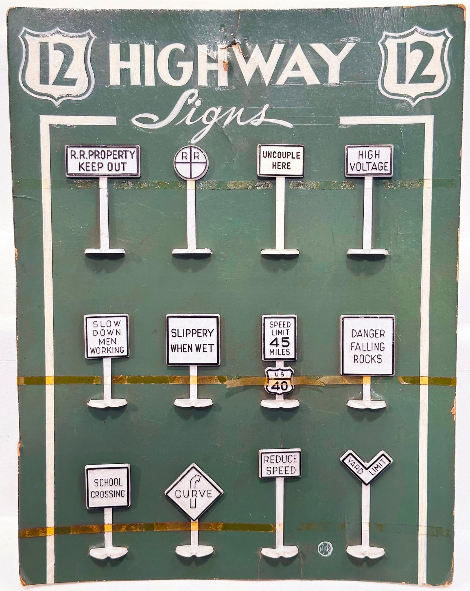 Marx Postwar O Gauge Factory Prototype Highway Signs on Hand painted Cardboard Display (1 of 1)